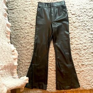 Abercrombie black Vegan Leather Flare Pants Size 25